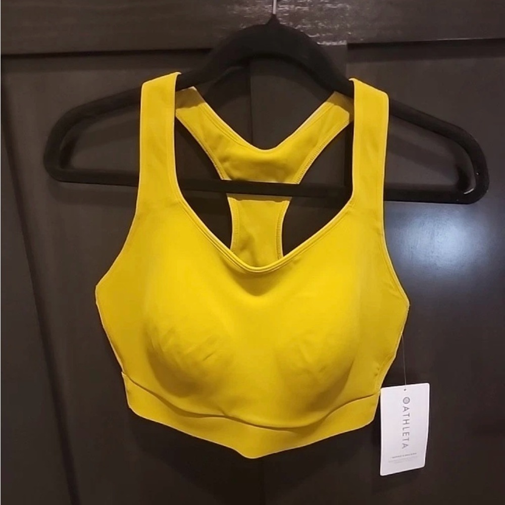Athleta Hustle II Sports Bra‎ 36D 36DD Yellow Racerback High Support NWT